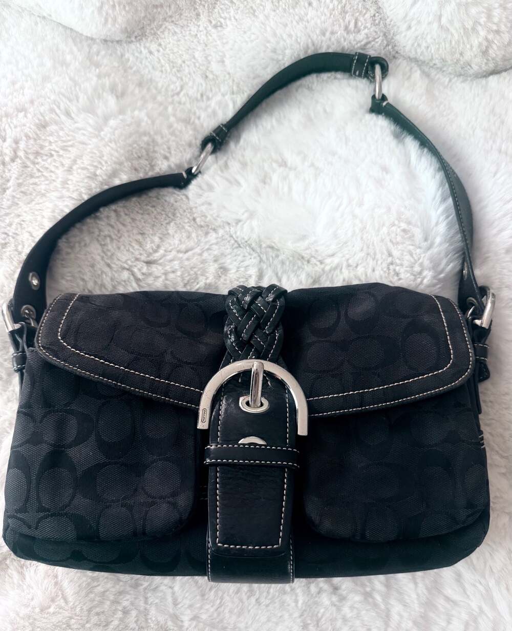 Coach Signature Canvas and Leather Soho Flap Shoulder Bag